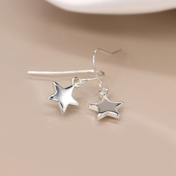 Peace of Mind Silver Plated Star Drop Earrings