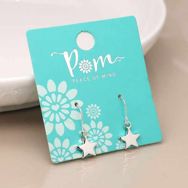 Peace of Mind Silver Plated Star Drop Earrings