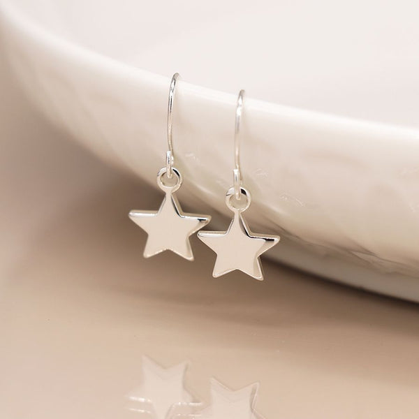 Peace of Mind Silver Plated Star Drop Earrings