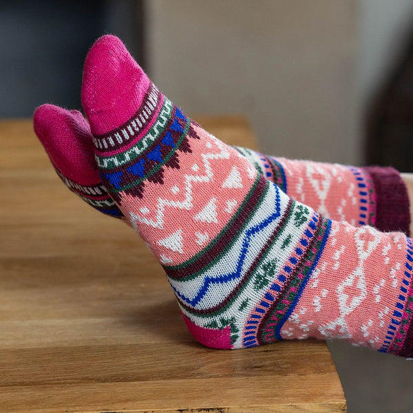 POM Peace Of Mind Coral Mix Nordic Knit Socks