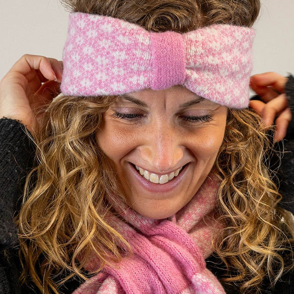 Peace Of Mind Pink Scandi Flower Cosy Knit Headband