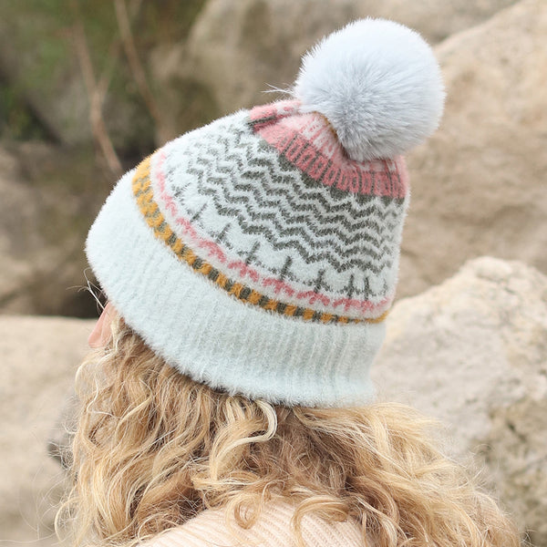 Peace Of Mind  Pale Blue Knit Bobble Hat