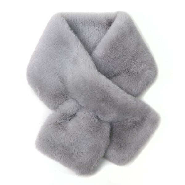 Peace of Mind Grey Faux Fur Pull Through Scarf