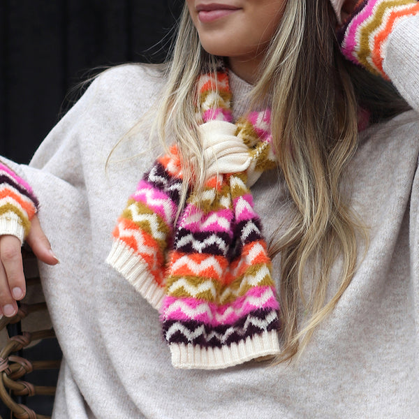 POM Peace Of Mind Autumn Bright Chevron Pull Through Scarf
