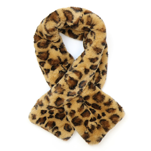 POM Peace of Mind Classic Leopard Print Faux Fur Pull Through Scarf
