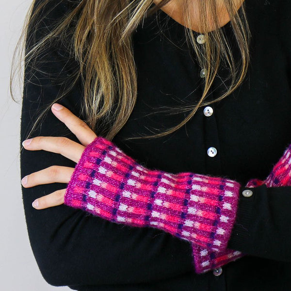 POM Peace Of Mind Fuchsia Pink Knitted Wrist Warmers