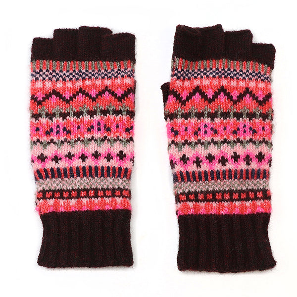 Peace Of Mind Nordic Fingerlesswine, red & pink Gloves Wine Red & Pink