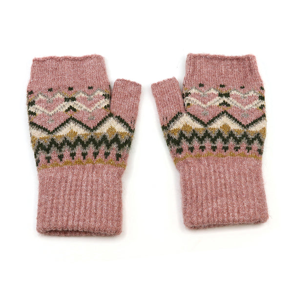 Peace Of Mind Recycled blend pink mix fair isle wrist warmers