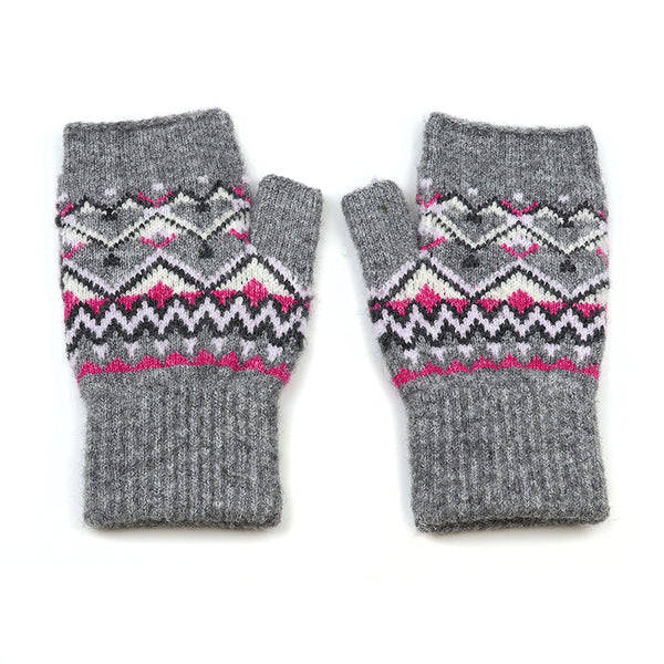 Peace Of Mind Recycled blend grey mix fair isle wrist warmers
