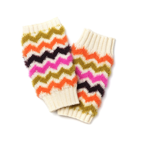 Peace Of Mind Super soft autumn bright mix chevron wrist warmers