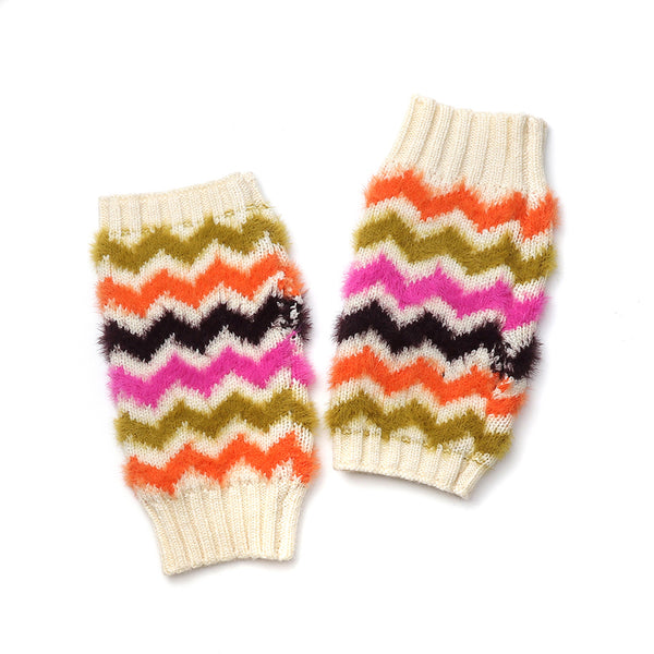 Peace Of Mind Super soft autumn bright mix chevron wrist warmers