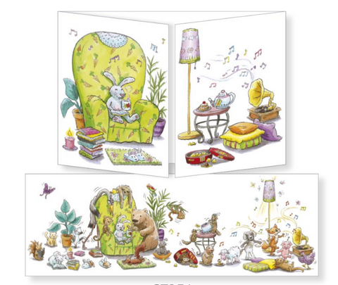 Sophie Turrel Folding Greetings Card - Rabbit Party CT351