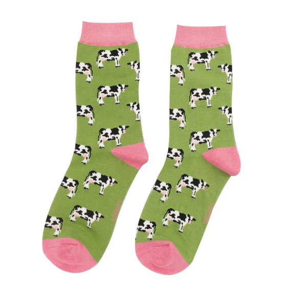 Miss Sparrow Socks Cows Greeen
