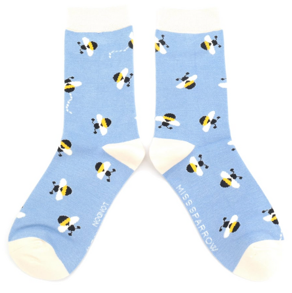 Miss Sparrow Socks Buzzy Bees Powder Blue