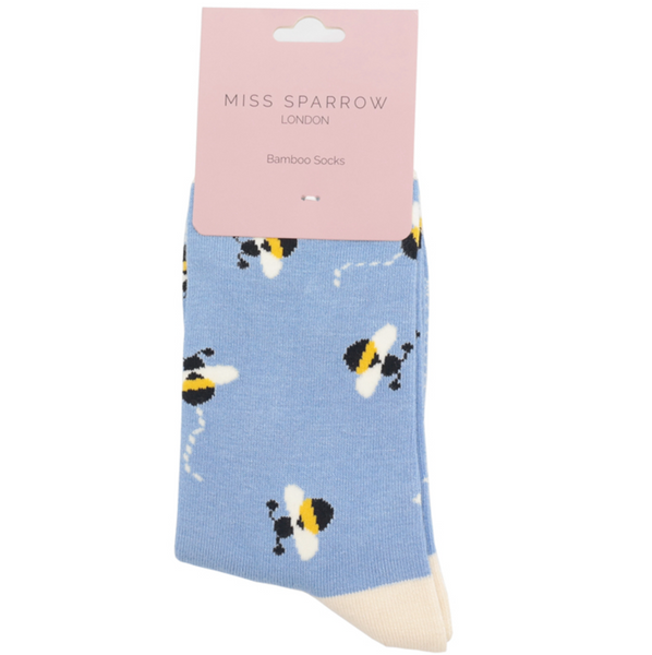 Miss Sparrow Socks Buzzy Bees Powder Blue