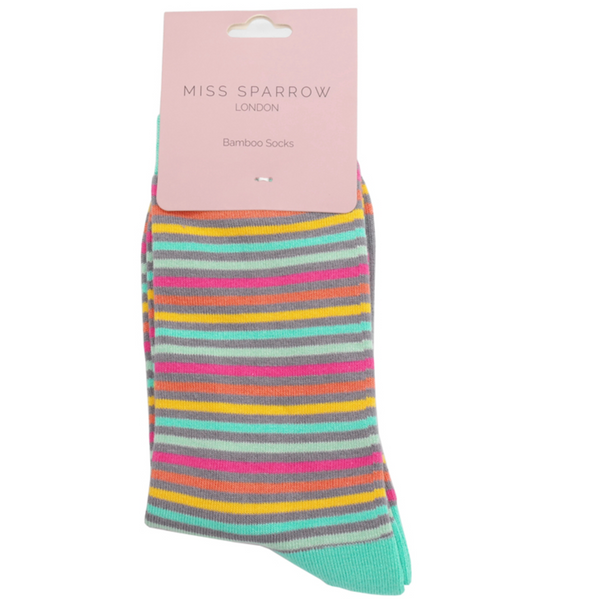 Miss Sparrow Socks Vibrant Stripes Grey