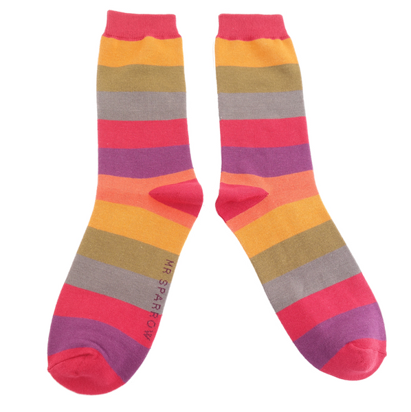 Mr Heron Socks Wide Stripes Mulberry