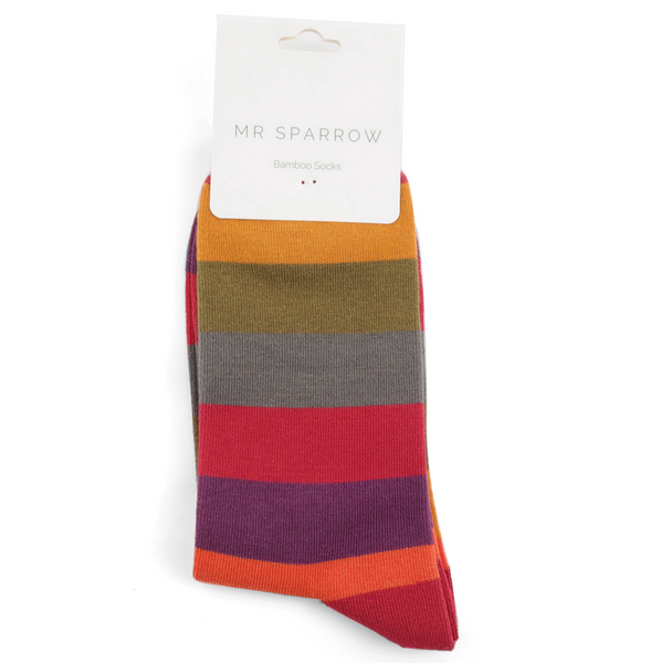 Mr Heron Socks Wide Stripes Mulberry