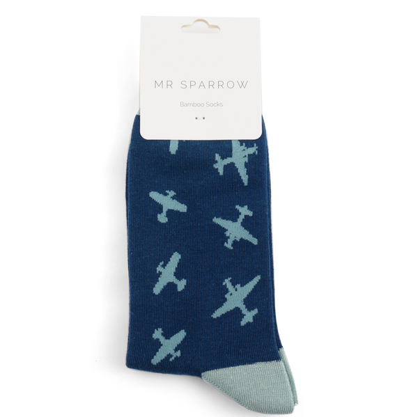 Mr Heron Socks Planes Navy