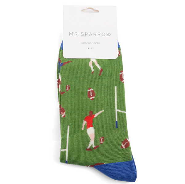 Mr Heron Socks Rugby Scene Green