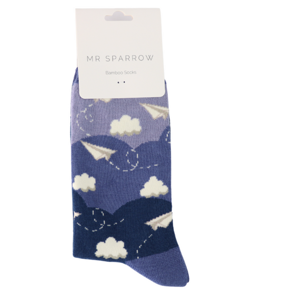 Mr Heron Socks Paper Planes Navy
