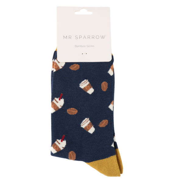 Mr Heron Socks Takeaway Coffee Navy