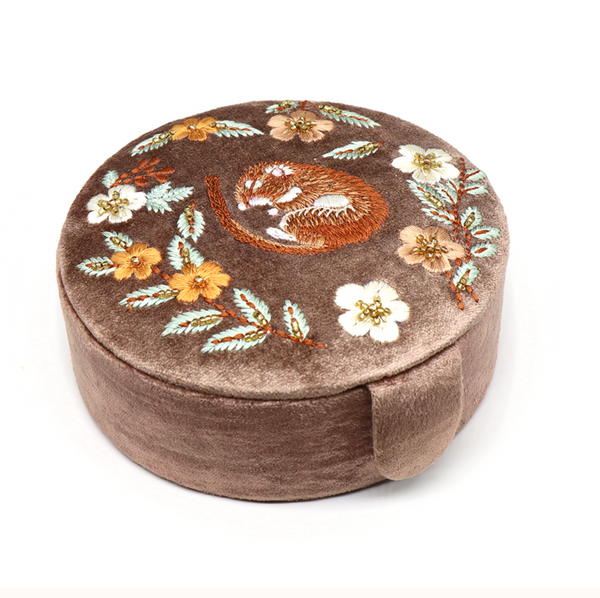 POM Buff Velvet Sleeping Dormouse Jewellery Box