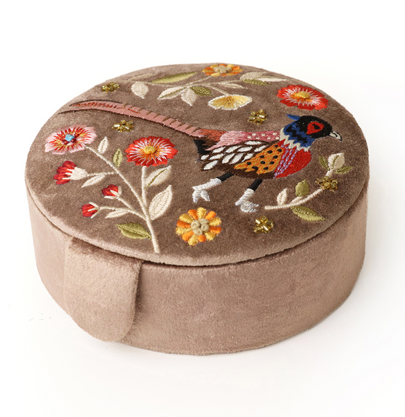 POM Fawn Velvet PheasantJewellery Box