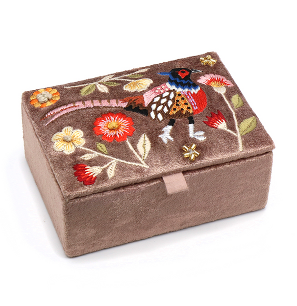 POM Fawn Velvet Pheasant Small Jewellery Box