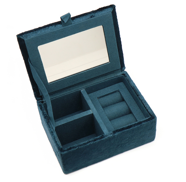 POM Dark Teal Velvet Hedgehog Small Jewellery Box