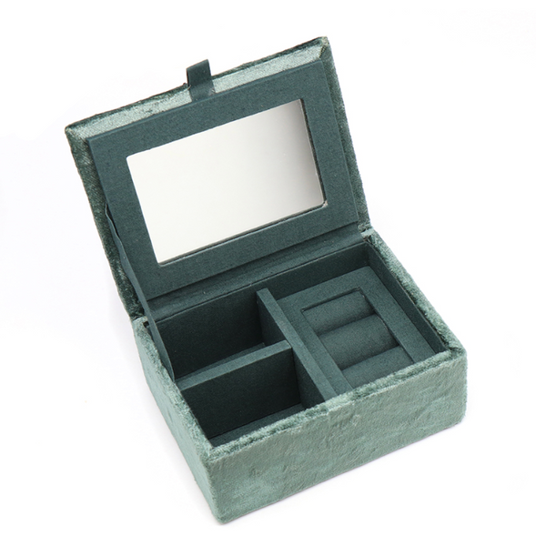 POM Midnight Green Velvet Leaping Hare Small Jewellery Box