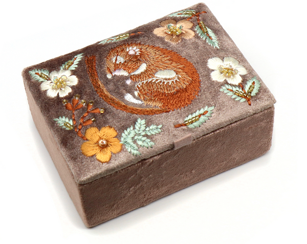 POM Buff Velvet Sleeping Dormouse Small Jewellery Box