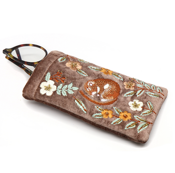 POM Buff Velvet Sleeping Doormouse Embroidered Glasses Case