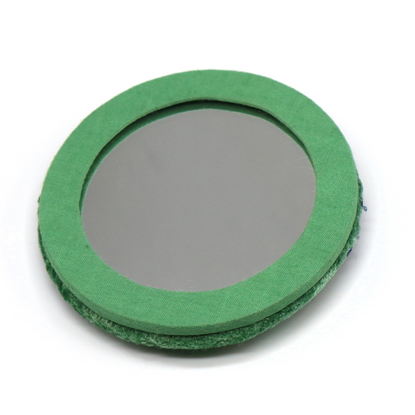 POM Green Velvet Embroidered Badger Compact Mirror