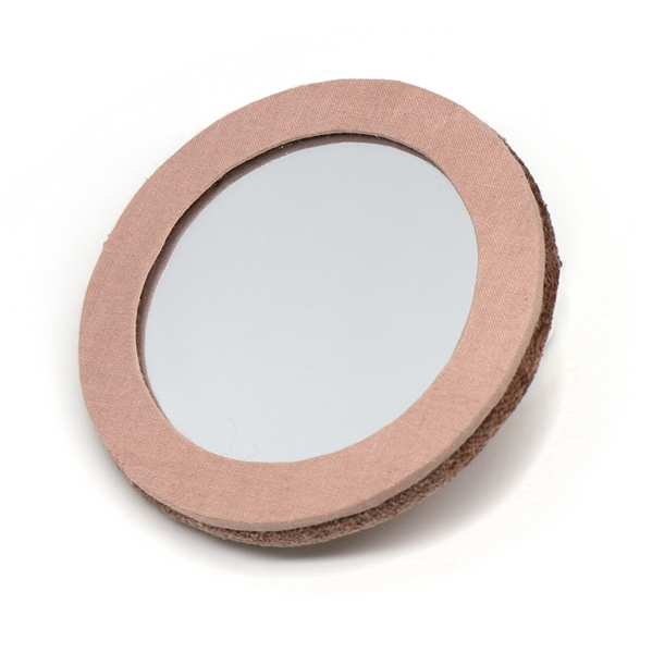 POM Buff Velvet Embroidered Sleeping Dormouse Compact Mirror