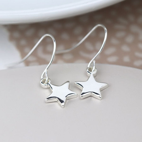 Peace of Mind Silver Plated Star Drop Earrings