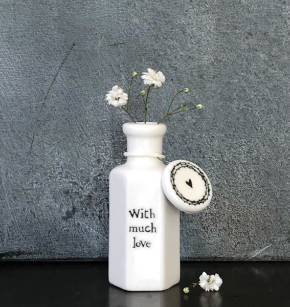 East of India Hexagonal Porcelain Bottle - "With much love..."