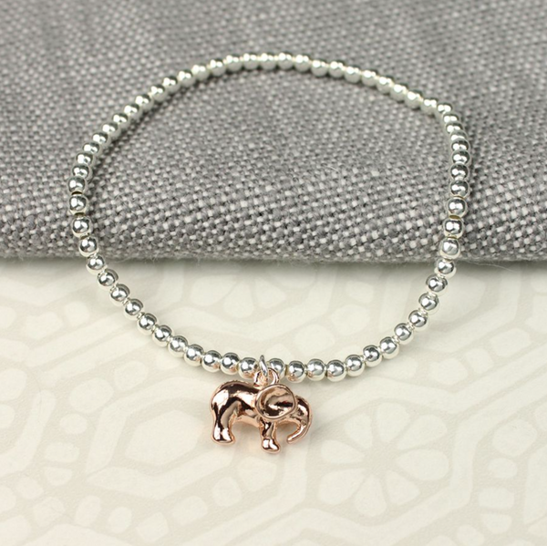 Peace of Mind Silver Plated Elasticated Elephant Bracelet