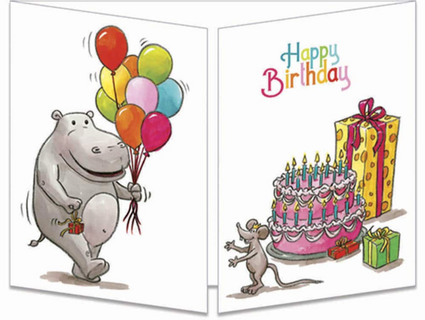 Sophie Turrel Folding Greetings Card - Hippo Birthday CT221