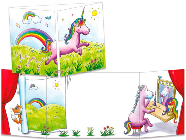 Sophie Turrel Folding Greetings Card - Rainbow Unicorn CT299