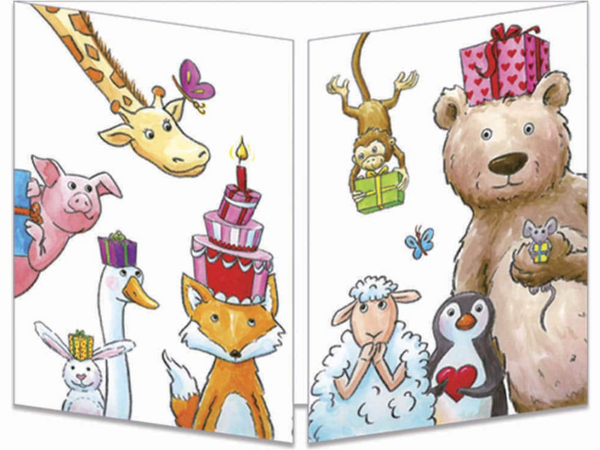 Sophie Turrel Folding Greetings Card - Waiting Animals CT295