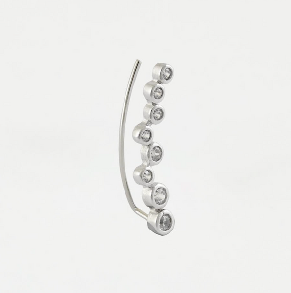 Sterling Silver Ear Crawler Earrings - Multi Gemset Circles