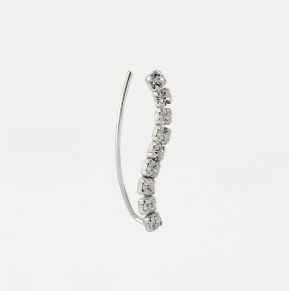 Sterling Silver Ear Crawler Earrings - Wave Gemset Crystals
