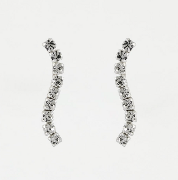 Sterling Silver Ear Crawler Earrings - Wave Gemset Crystals