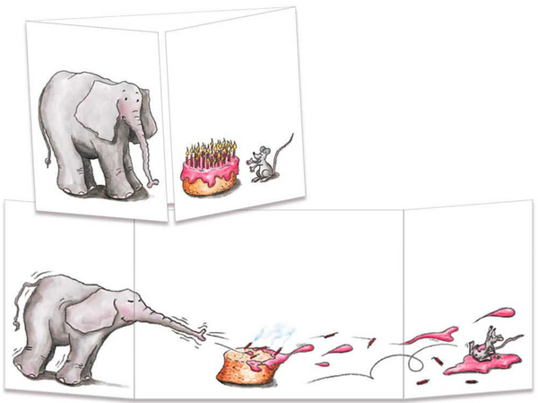 Sophie Turrel Folding Greetings Card - Elephant, Mouse & Cake CT32