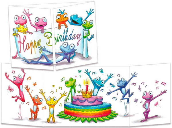 Sophie Turrel Folding Greetings Card - Frogs CT327
