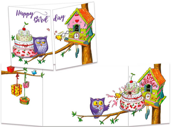 Sophie Turrel Folding Greetings Card - Happy Bird'Day CT292