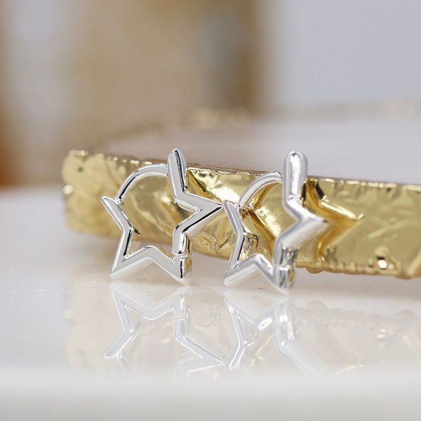 Peace of Mind Silver Plated Star Sleeper Earrings