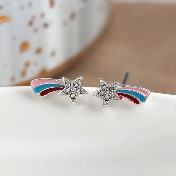 Peace of Mind Silver Plated Crystal Shooting Star Earrings