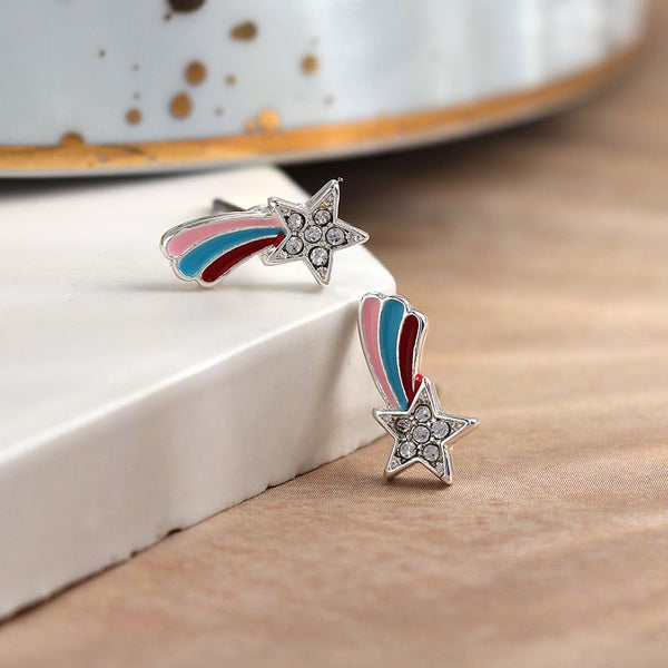 Peace of Mind Silver Plated Crystal Shooting Star Earrings